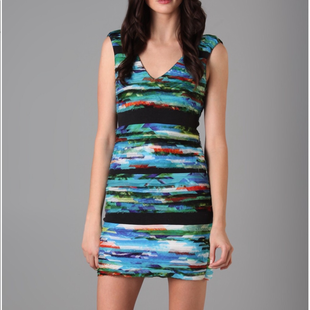 Rag & Bone Silk Tiered Frayed Trim Dress Sz S Euc